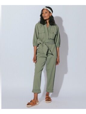 Cleobella NWOT Olive Green Utility Jumpsuit Cotton Medium